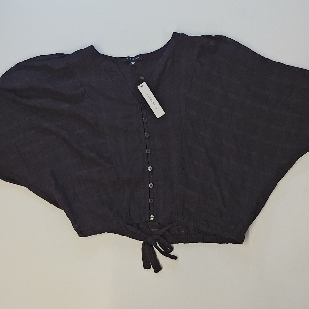 Sanctuary Women's Black Top Blouse 100% Cotton NWT  Size XS